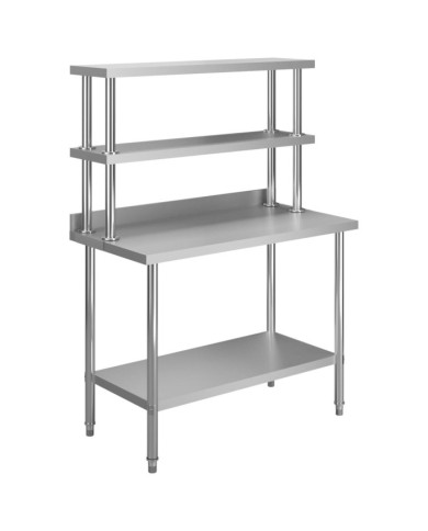 Table de travail de cuisine avec étagère 120x60x150 cm Inox | Mobilier & Déco