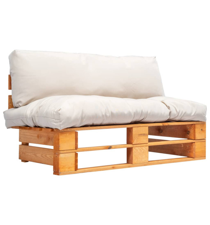 Canapé de jardin palette avec coussins sable Pinède | Mobilier & Déco