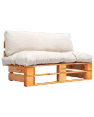Canapé de jardin palette avec coussins sable Pinède | Mobilier & Déco