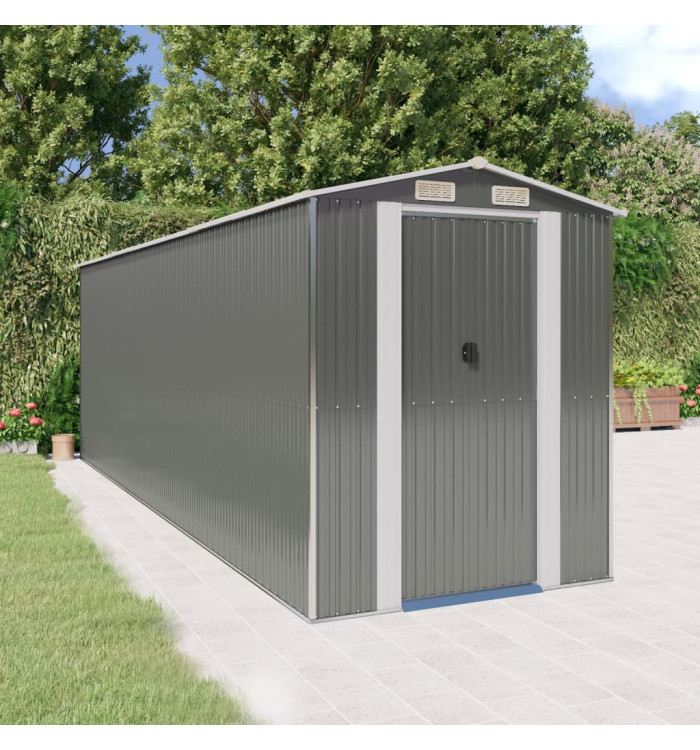 Abri de jardin Gris clair 192x606x223 cm Acier galvanisé | Mobilier & Déco