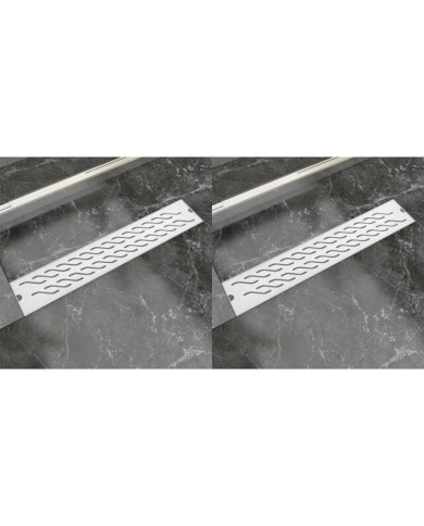 Drain de douche linéaire 2 pcs 630 x 140 mm Acier inoxydable | Mobilier & Déco