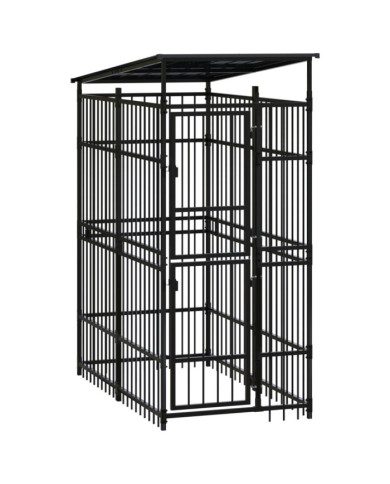 Chenil d'extérieur avec toit pour chiens Acier 1,84 m² | Mobilier & Déco
