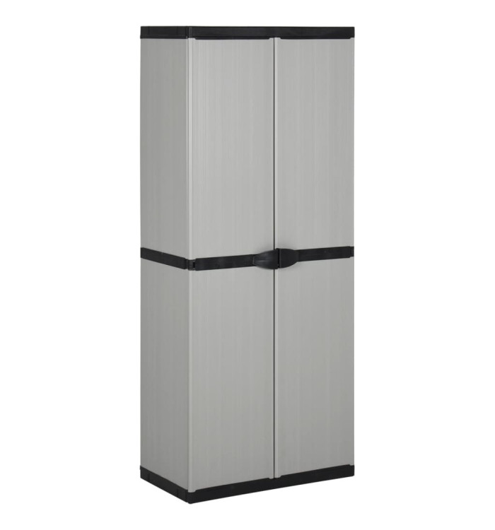 Armoire de rangement de jardin 3 étagères Gris/noir 68x40x168cm | Mobilier & Déco