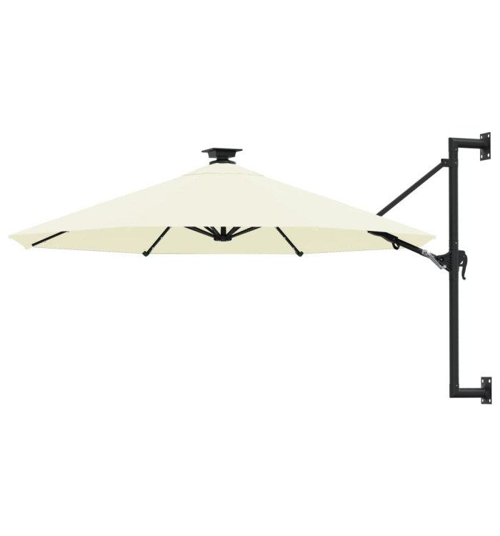 Parasol mural de jardin avec LED 300 cm sable | Mobilier & Déco