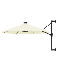 Parasol mural de jardin avec LED 300 cm sable | Mobilier & Déco