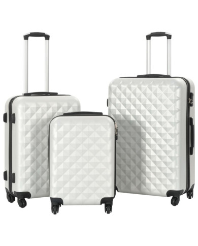 Valise rigide 3 pcs Argenté brillant ABS | Mobilier & Déco