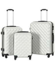 Valise rigide 3 pcs Argenté brillant ABS | Mobilier & Déco