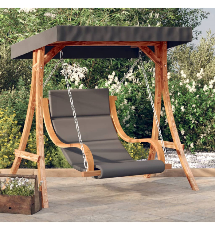 Chaise balançoire avec coussin et auvent bois massif d'épicéa | Mobilier & Déco