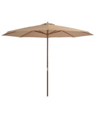 Parasol d'extérieur avec mât en bois 350 cm Taupe | Mobilier & Déco