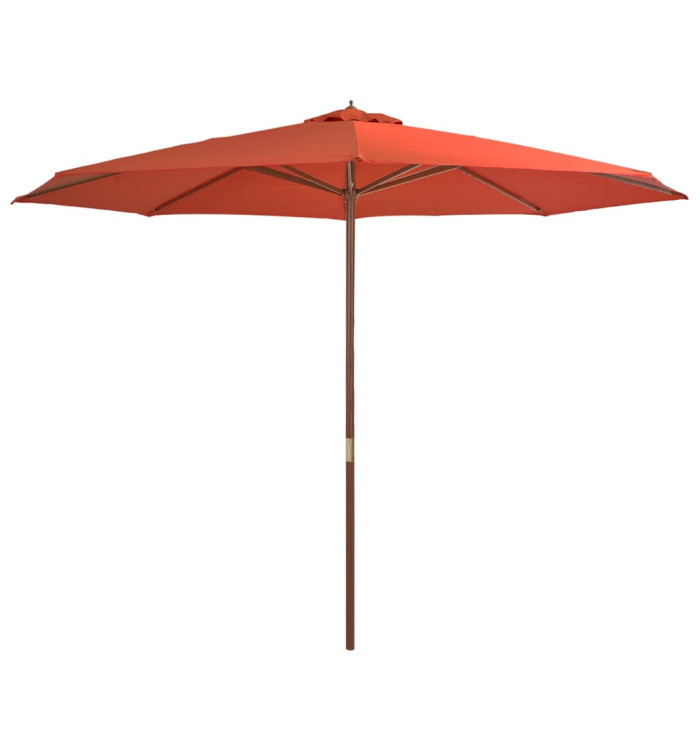 Parasol d'extérieur avec mât en bois 350 cm Terre cuite | Mobilier & Déco