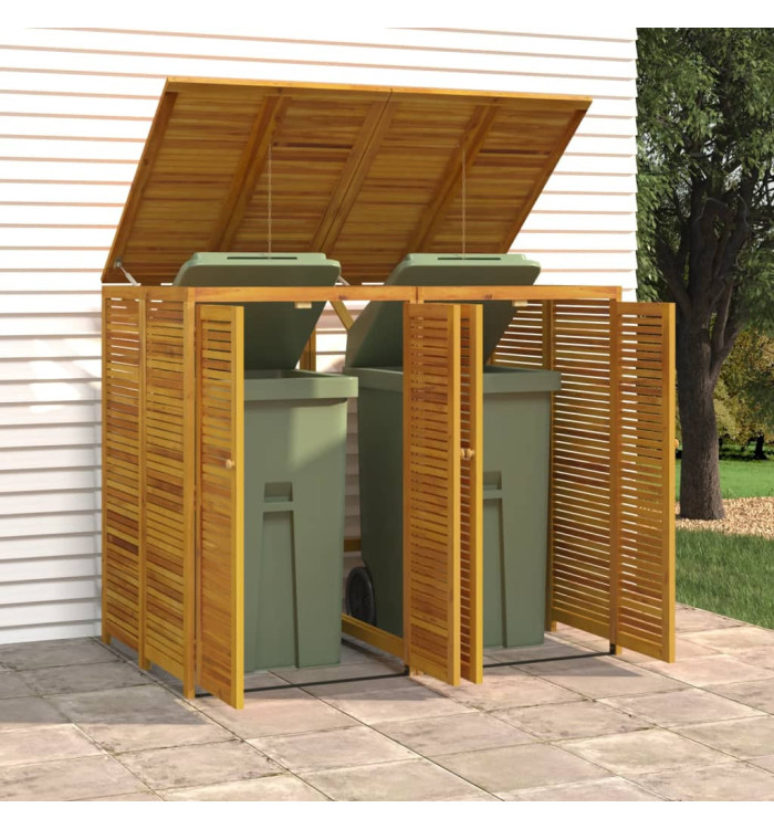 Abri à poubelle double 140x89x117 cm bois massif d'acacia | Mobilier & Déco
