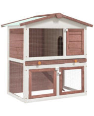 Clapier d'extérieur 3 portes Marron Bois | Mobilier & Déco
