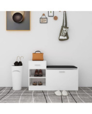 Banc à chaussures Blanc brillant 94,5x31x57 cm Aggloméré | Mobilier & Déco