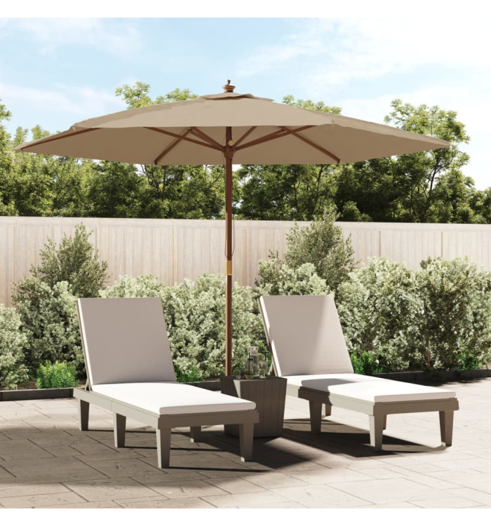 Parasol de jardin avec mât en bois taupe 299x240 cm | Mobilier & Déco