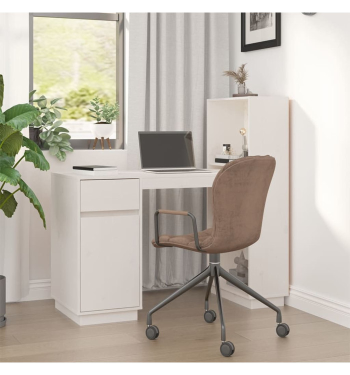 Bureau Blanc 110x53x117 cm Bois massif de pin | Mobilier & Déco