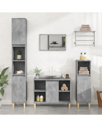 Meuble d'évier gris béton 80x33x60 cm bois d'ingénierie | Mobilier & Déco