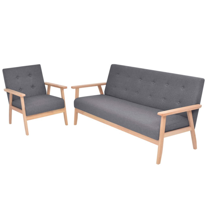 Jeu de canapé 2 pcs Tissu Gris foncé | Mobilier & Déco