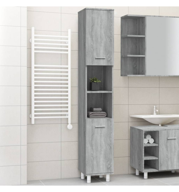 Armoire de bain Sonoma gris 30x30x179 cm Bois d'ingénierie | Mobilier & Déco
