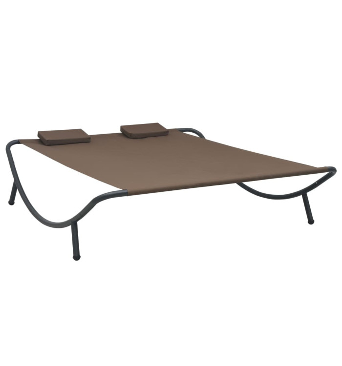 Chaise longue d'extérieur Tissu Marron | Mobilier & Déco