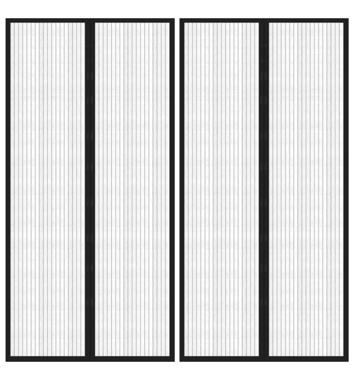 Rideaux de porte anti-insectes 2 pcs et aimants noir 220x100 cm | Mobilier & Déco