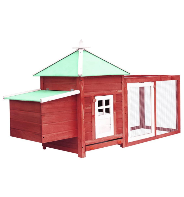 Poulailler avec nichoir Rouge 190x72x102cm Bois de sapin massif | Mobilier & Déco
