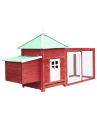 Poulailler avec nichoir Rouge 190x72x102cm Bois de sapin massif | Mobilier & Déco