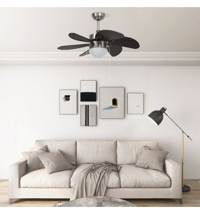 Ventilateur de plafond avec lampe 76 cm Marron foncé | Mobilier & Déco