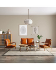 Ensemble de canapés 3 pcs Cuir véritable Bois massif d'acacia | Mobilier & Déco