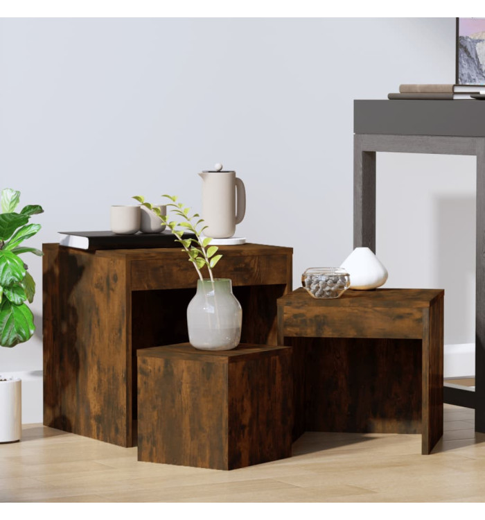 Tables gigognes 3 pcs Chêne fumé Bois d'ingénierie | Mobilier & Déco
