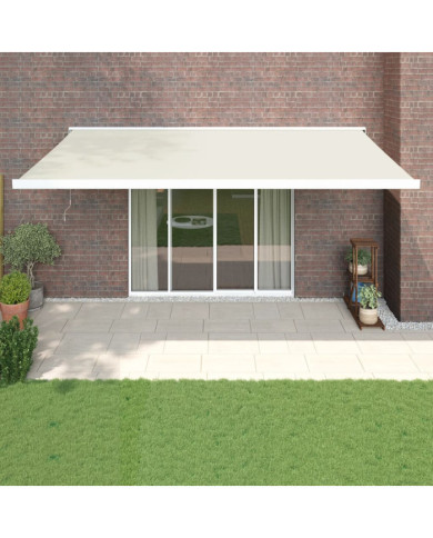 Auvent rétractable crème 5x3 m tissu et aluminium | Mobilier & Déco