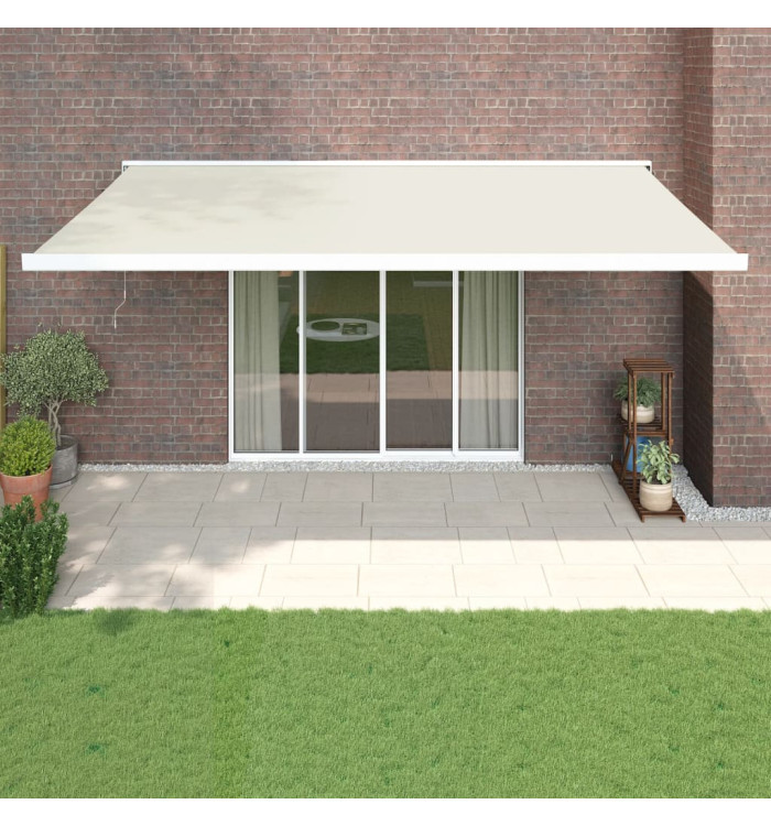 Auvent rétractable crème 5x3 m tissu et aluminium | Mobilier & Déco