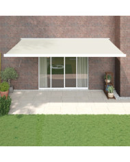 Auvent rétractable crème 5x3 m tissu et aluminium | Mobilier & Déco