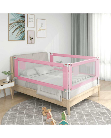 Barrière de sécurité de lit d'enfant Rose 200x25 cm Tissu | Mobilier & Déco