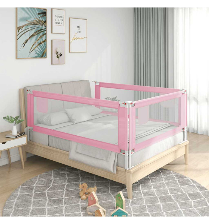 Barrière de sécurité de lit d'enfant Rose 200x25 cm Tissu | Mobilier & Déco