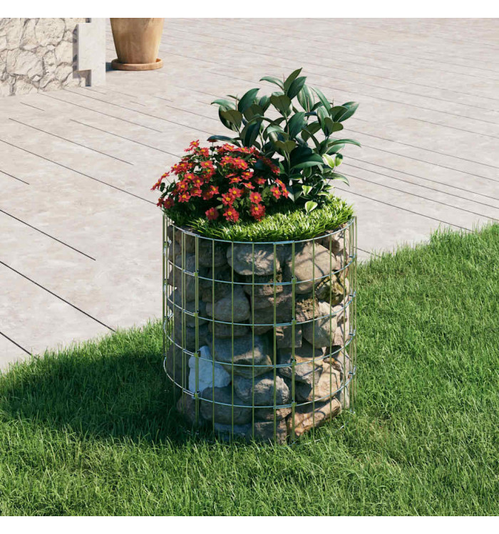 Poteau à gabion circulaire Acier galvanisé Ø50x50 cm | Mobilier & Déco
