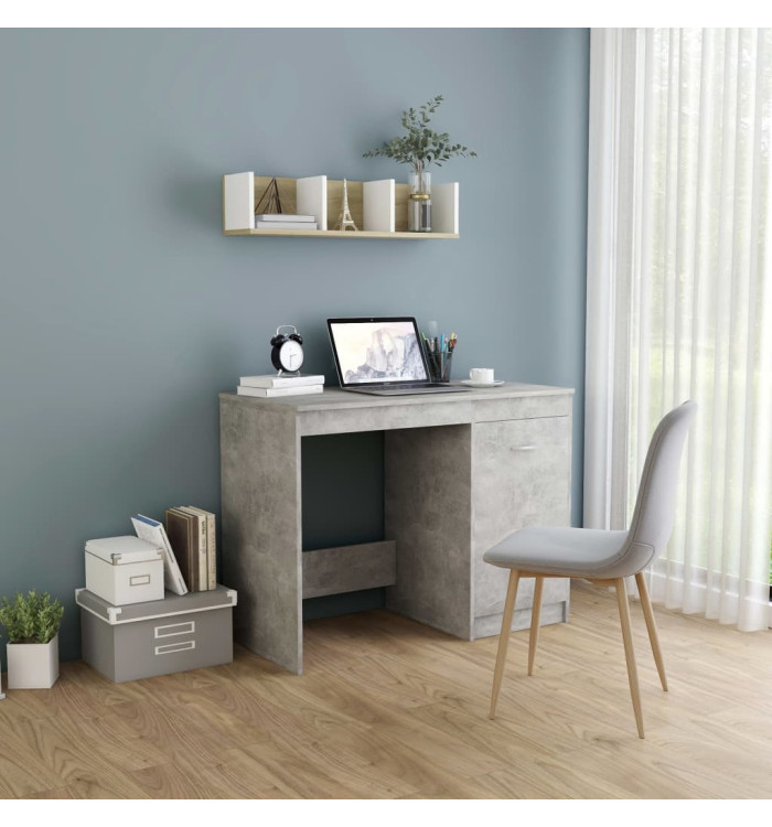 Bureau Gris béton 100x50x76 cm Bois d'ingénierie | Mobilier & Déco