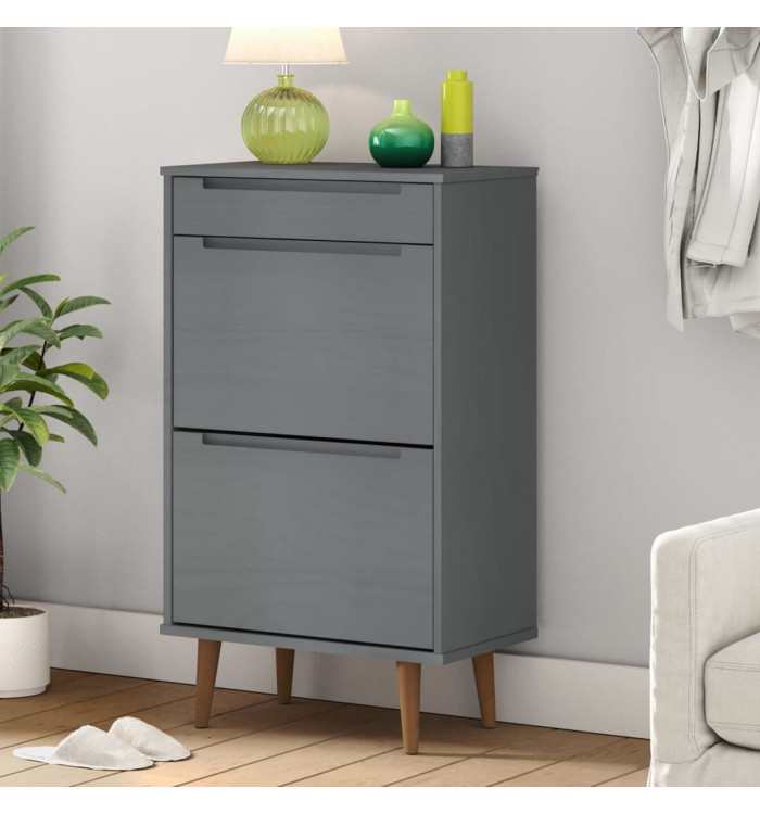 Armoire à chaussures MOLDE Gris 59,5x35x103 cm Bois de pin | Mobilier & Déco