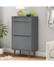 Armoire à chaussures MOLDE Gris 59,5x35x103 cm Bois de pin | Mobilier & Déco