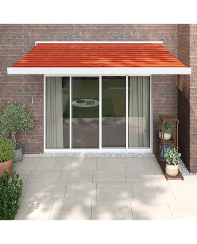 Auvent rétractable orange et marron 3x2,5 m tissu et aluminium | Mobilier & Déco