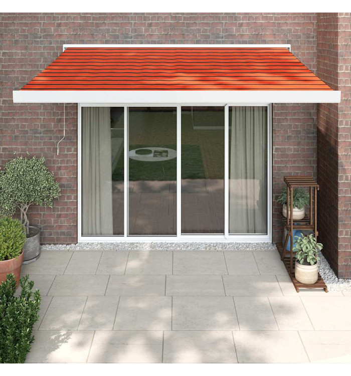 Auvent rétractable orange et marron 3x2,5 m tissu et aluminium | Mobilier & Déco