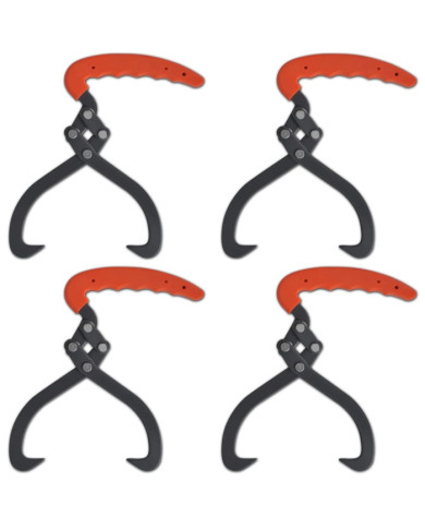 Pinces à bûches 4 pcs avec manche en PVC | Mobilier & Déco