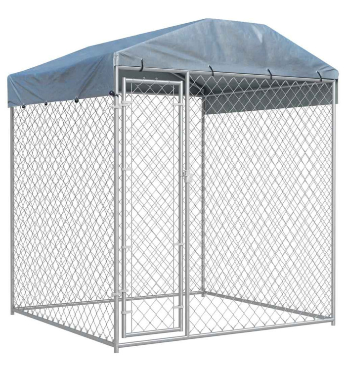 Chenil d'extérieur avec toit pour chiens 193x193x225 cm | Mobilier & Déco