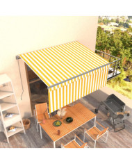 Auvent manuel rétractable avec store 3x2,5 m Jaune et blanc | Mobilier & Déco