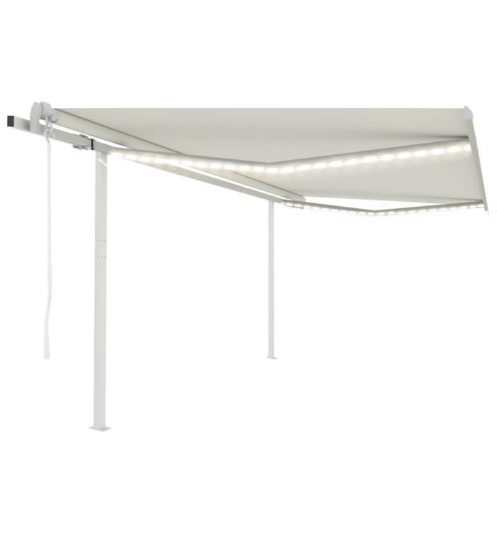 Auvent automatique avec capteur de vent et LED 4,5x3 m Crème | Mobilier & Déco