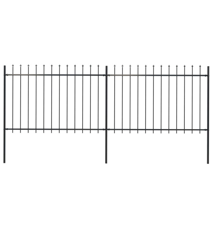 Clôture de jardin avec dessus en lance Acier 3,4x1,2 m Noir | Mobilier & Déco