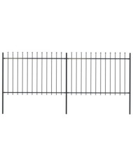 Clôture de jardin avec dessus en lance Acier 3,4x1,2 m Noir | Mobilier & Déco
