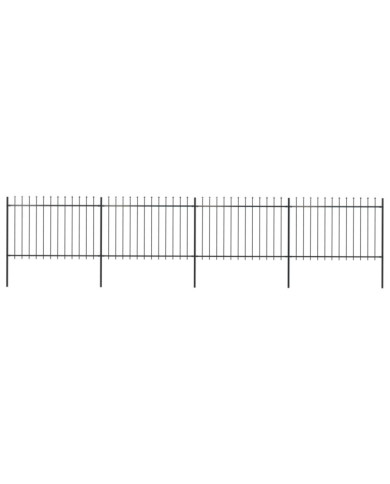 Clôture de jardin avec dessus en lance Acier 6,8 x 1,2 m Noir | Mobilier & Déco