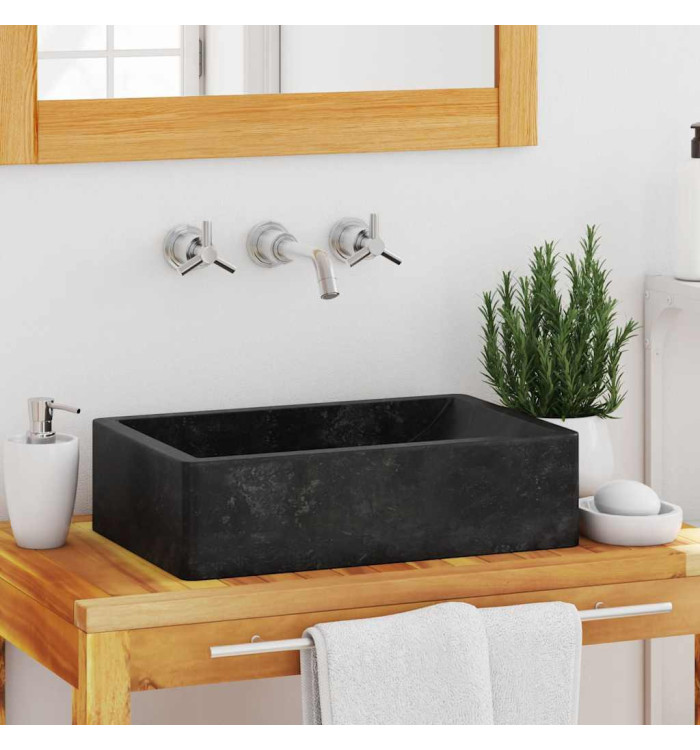 Lavabo 45x30x12 cm marbre noir brillant | Mobilier & Déco