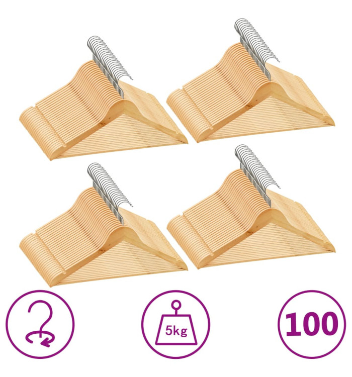 Cintres antidérapants 100 pcs Bois dur | Mobilier & Déco
