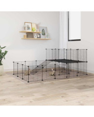 Cage animaux de compagnie à 44 panneaux et porte Noir 35x35 cm | Mobilier & Déco